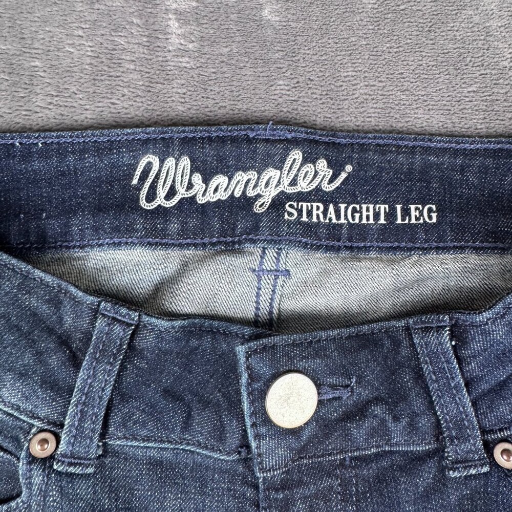 Wrangler Straight Leg Jeans Women Size 7 x 30 Dark Wash Denim Stretch - Picture 6 of 10